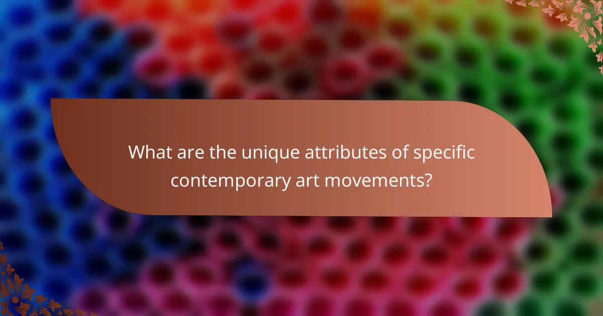 What are the unique attributes of specific contemporary art movements?