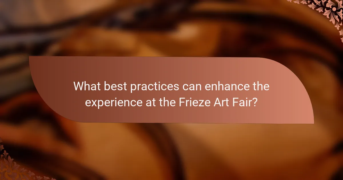 What best practices can enhance the experience at the Frieze Art Fair?
