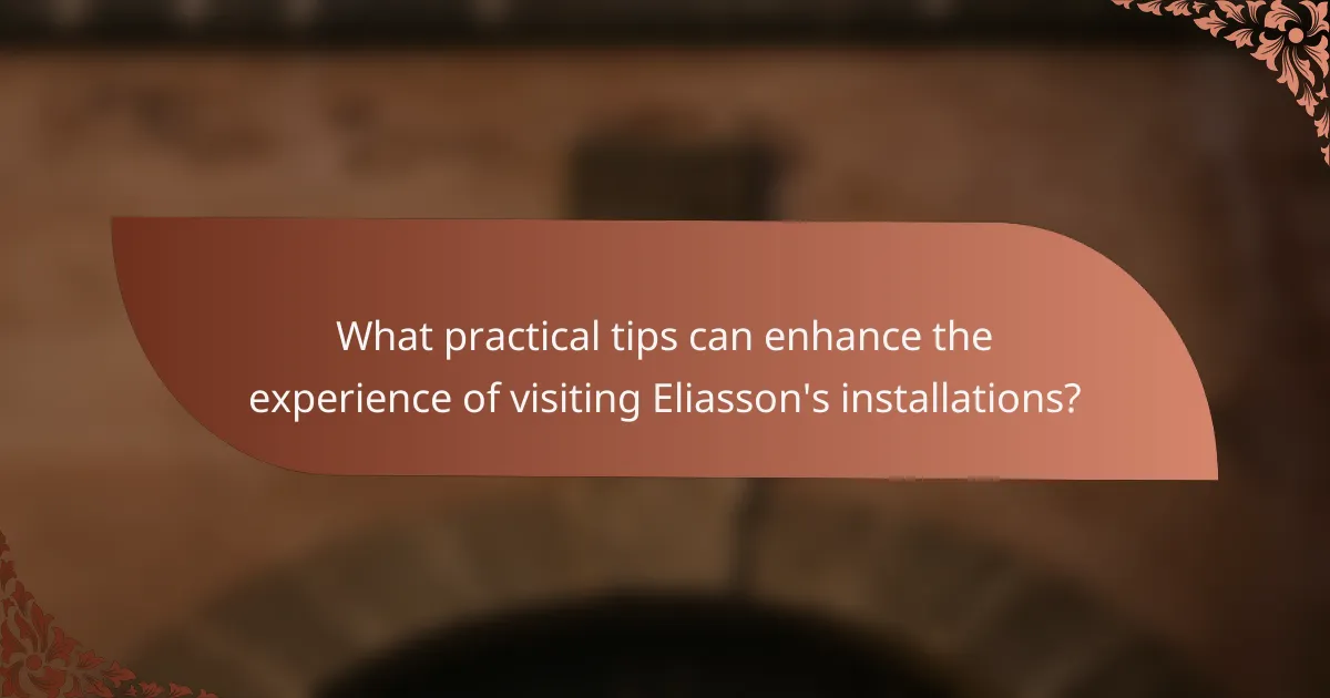 What practical tips can enhance the experience of visiting Eliasson's installations?