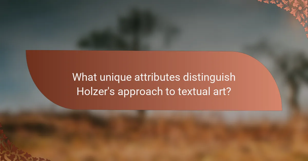 What unique attributes distinguish Holzer's approach to textual art?