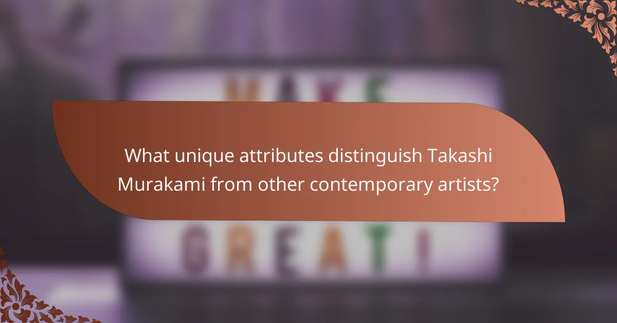 What unique attributes distinguish Takashi Murakami from other contemporary artists?